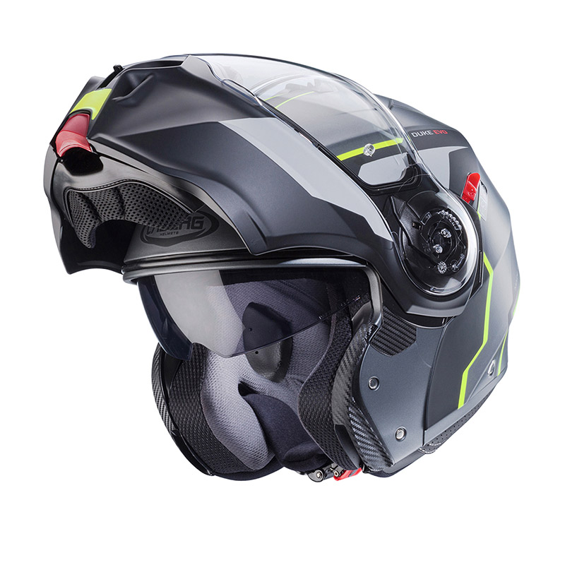 Κράνος Caberg Duke Evo Move ματ Gun metal/μαύρο/κίτρινο fluo