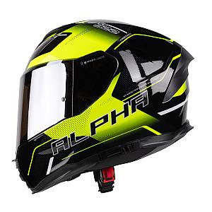 Κράνος Pilot Alpha sv ECE 22.06 μαύρο/fluo gloss + extra  ασημί ζελατίνα