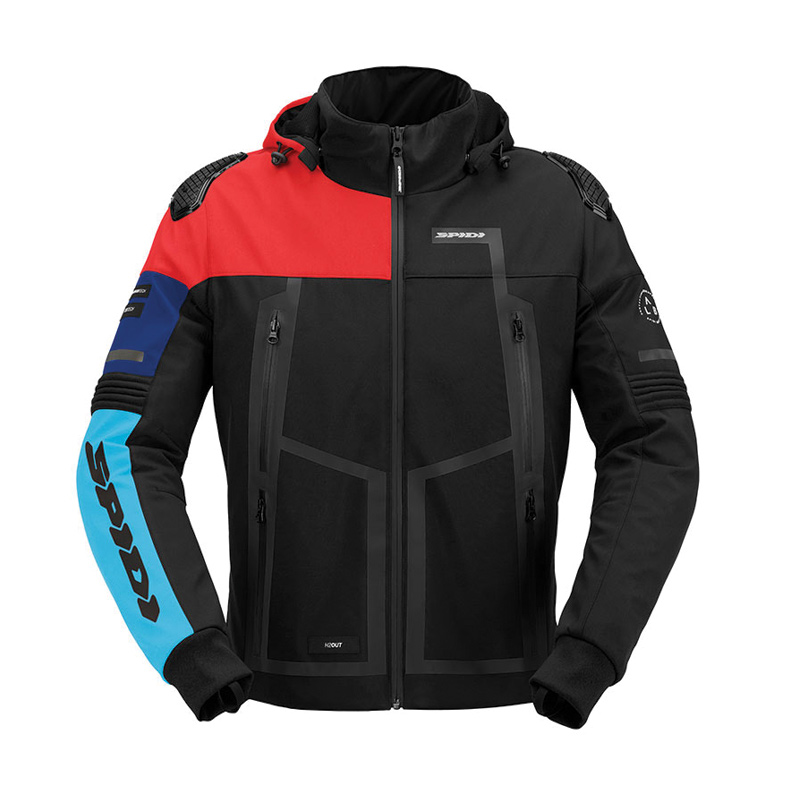 Spidi Μπουφάν Hoodie Warrior H2OUT μαύρο/κόκκινο/μπλε 351